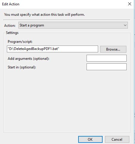Error Code 0x1 when Running Batch File from Task Scheduler in .